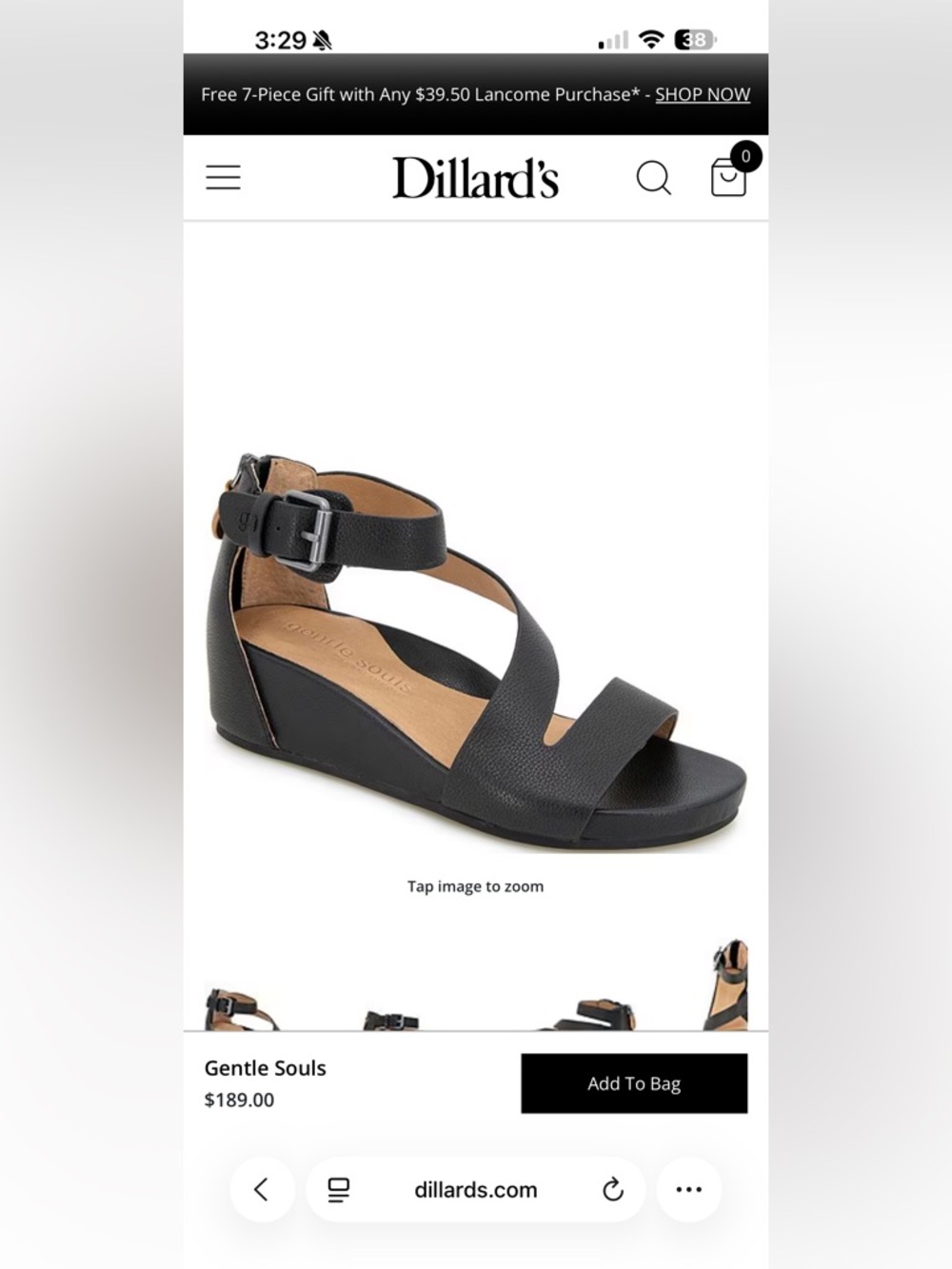 gentle souls Black Textured Crisscross Ankle-Wrap Wedge Sandal